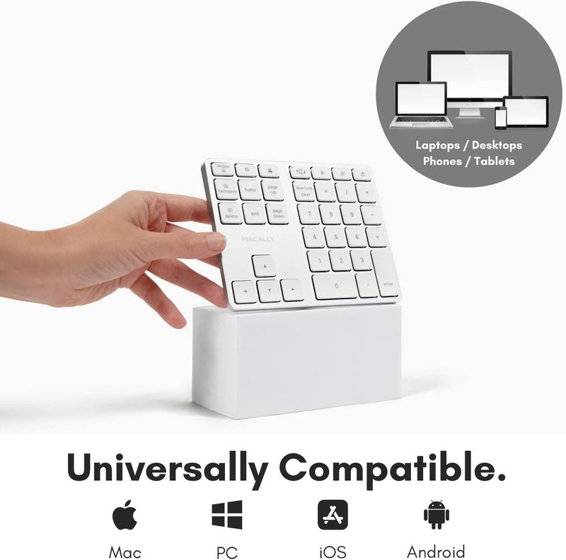 MACALLY Bluetooth Number Pad for Laptop - Rechargeable Wireless Numeric Keypad - Slim 35 Key Wireless Number Pad for Data Entry, 10 Key Numpad Compatible with Mac, MacBook, iPad, PC Desktop, Windows - Image 4